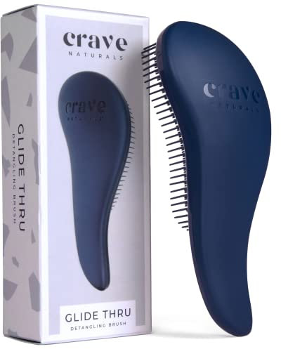 Crave Naturals Glide Thru Entwirrungsbürste für Kinder und Erwachsene, entwirrende Bürste für natürliches, gelocktes, glattes, nasses oder trockenes Haar, Blau