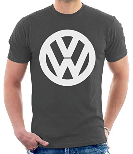 Volkswagen Men's Classic White VW Logo Men's T-Shirt, Charcoal, XXL