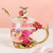 YUEMING vidrio Taza con asa Pared de Vidrio de Borosilicato,Resistente al Calor Tazas de café Taza téLeche,Taza de té con tapa Taza de cafe con cuchara Taza rosa mariposa (Rojo + 320ml)