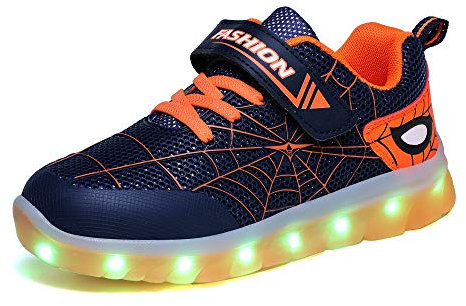 Kauson Unisex Kinder LED Schuhe 7 Farbe USB Aufladen LED Leuchtend Outdoor Sportschuhe Low Top Atmungsaktives Ultraleicht Wasserdicht Laufschuhe Gymnastik Turnschuhe Blinken Sneaker Für Jungen Mädchen
