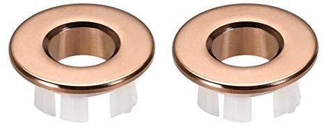 sourcing map Sink Basin Trim Overflow Cover Copper Insert in Hole Round Caps Rose Gold 2Pcs