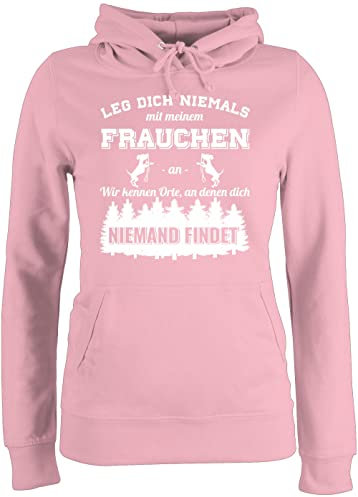 Pullover Damen Hoodie Frauen - für - Leg Dich Niemals mit Meinem Frauchen an Hundebesizterin Hundebesitzer Geschenk Hundespruch Lustige Hunde - L - Hellrosa - hundepullover winterpulli Hund