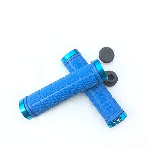 Fahrrad Lenker Griffe Fahrradgriffe Lenkergriffe mit Lenkerendkappen rutschfeste Gummi Fahrrad Griff mit AluminiumRing für Rennrad Citybike Mountainbike Klapprad (Blau)