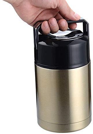 JMAHM Food Flasks Soup Thermal Lunch Box Vacuum Stainless Steel Leakproof with Tableware and Bags (800ml, Gold)