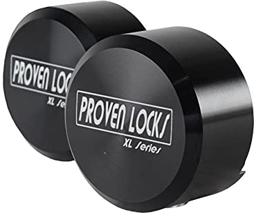 Proven Industries Puck Lock Set, Model 400XL, 2-Pack, Hidden Shackle, Keyed Alike, 6061 Solid Aluminum, Shackle Opening 1 3/4 x 1 3/4 x 7/8 in, Depth 1 1/4 in, Made in USA, Black