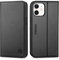 SHIELDON Case for iPhone 12 Mini, Protective Genuine Leather Wallet Case [RFID Blocking][TPU Shell][Kickstand][Card Slots][Magnetic Closure] Folio Flip Cover Compatible with iPhone 12 Mini, Black