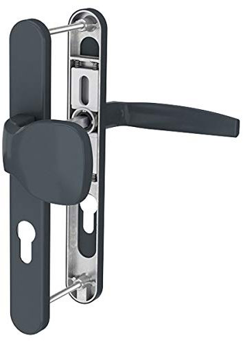 Langschildgarnitur Schmalrahmengarnitur 92mm Anthrazit RAL7016 PZ Türdrücker Nebeneingangstürbeschlag Haustürbeschlag Wechselgarnitur (Knopf/Drücker, Türstärke 55-70mm)