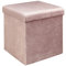 HOME DECO FACTORY Coffre Pouf Pliable Rangement Gain de Place Velours Cotele Rose