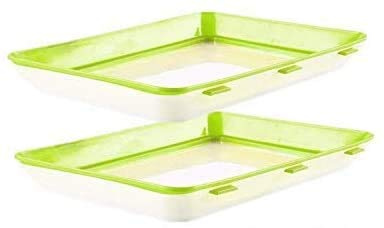 Youning Food Preservation Tray Praktische Frischhaltedose BPA-frei Frisch Tablett für die Lebensmittelkonservierung Aufbewahrungsbehälter für Lebensmittel zum Frischhalten (2pcs-Grün)