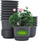 KAHEIGN 10 Pièces Pots De Fleurs en Plastique, 15cm Épaissir Pots De Fleurs Conteneur De Plantes Pot De Jardinage D'intérieur avec Palette De Drainage (Noir)