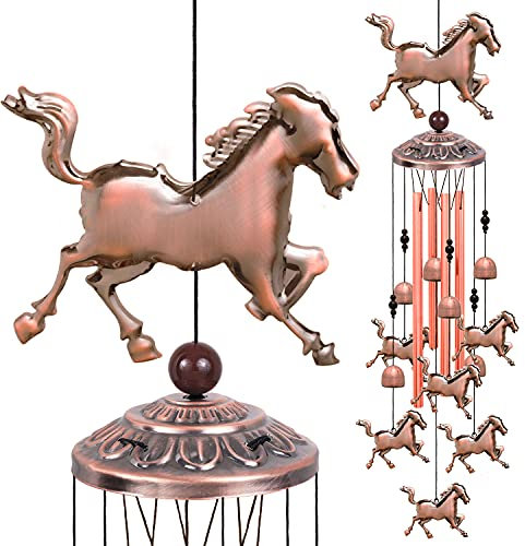 Solawindchime Pferd Windspiele Outdoor, Memorial Windspiel, Geschenk Pferde Windglocken, Geschenke für Frauen, Haus, Garten, Indoor, Outdoor Dekoration, Gartenpferde Windspiel