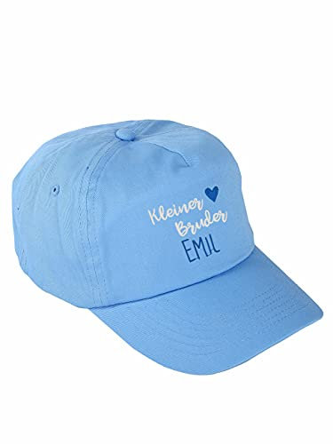 Striefchen® Basecap für Kinder Geschwister Bestickt mit eigenem Namen Kleiner Bruder, Blau