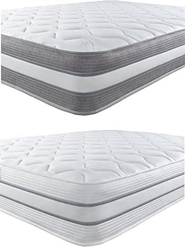 Aspire Beds Matratze mit 3 Schichten, 3 Komfort-Füllungen, AC Aspire-Cool Touch, Hybrid, Bonellfederkern- und Memoryfaser-Wollschaum, weißer Rand, 91 cm, Einzelbett (90 x 180 cm)