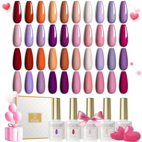 ROSALIND UV Nagellack Gel 20 Farben Weißer Rosa Rot Lila Orange Gel Nagellack Set Gel Nagel Salon Design Kit Soak Off UV LED Nail Gel Polish Nagellack Lacke Für UV Lampe
