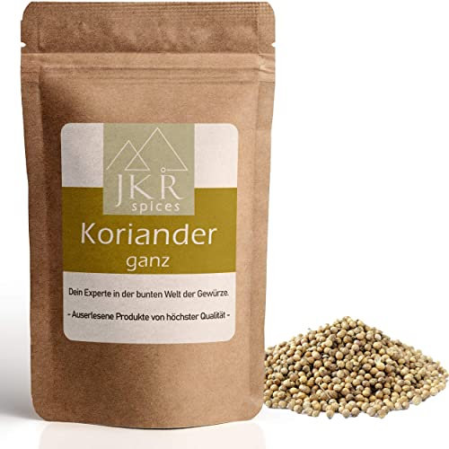 JKR Spices Koriander ganz - Coriander Samen Saat ganze Körner | Ideal zum Kochen und Backen | 100% natürlich | Spitzenqualität (1000)