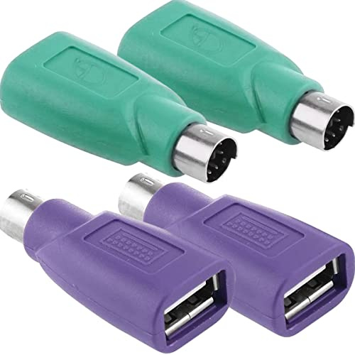 DKARDU PS/2 to USB A Adapter Male to Female Keyboard Adapter PS-2 Jack to USB A Plug for Mouse and Keyboard, Replacement PS/2 Keyboards Adapters, 4 PCS