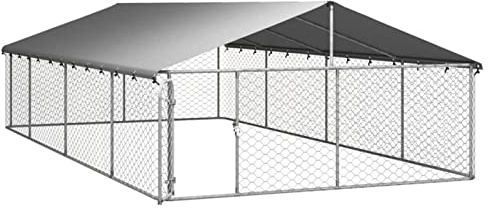 Tidyard Outdoor Dog Kennel Pet Dog Pen with Roof Walk In Chicken Run Cage Chicken Run Cage for Outdoor Backyard Farm Animal 600x300x150 cm