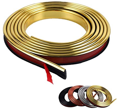 FORVOLWCO 2m Kantenumleimer Selbstklebend Kantenschutz Umleimer Furnierklebeband Kein Aufbügeln, U-Form TPE Möbelkantenband, selbstsichernde Furnier-Randschiene (Color : Glossy Gold, Size : U12mm)
