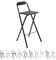 Taburete Plegable con Respaldo - Silla Plegable de Metal y Madera - Ideal para Cocina, Terraza o Jardín (Alto. 99 cm x Largo. 49 cm - Madera Negra)