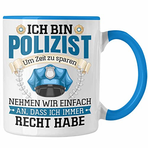 Trendation - Polizist Tasse Geschenk Lustiger Spruch Männer Bester Polizei (Blau)