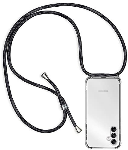 ZYIMOU Coque pour Samsung Galaxy A54 5G avec Cordon, Collier Étui de Protection Ultra-Mince Transparente Clair Silicone Gel Souple TPU Antichoc Coque avec Corde - Noir