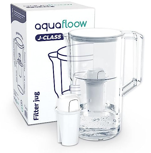 Aquafloow Wasserfilter Kanne Filterkanne 2,5L mit Wasserfilter - Kartusche Kompatibel mit Dafi Classic Family, Brita Classic, Aquaphor Standard | Reduziert Kalk und Chlor | BPA Frei Water Filter Jug