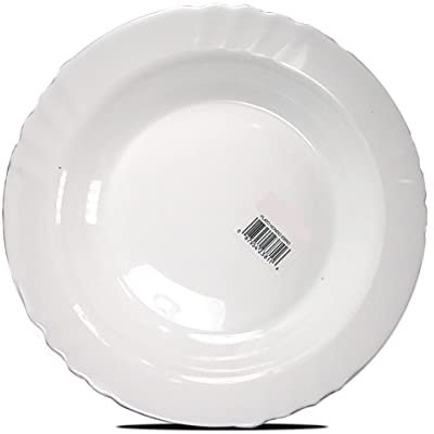 JUANIO Juego de Mesa, Servicio de 32 Platos Huecos, Fuente Redonda de Cristal - Diámetro 23 cm