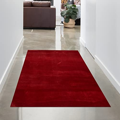 CARPETIA Teppich Shaggy Hochflorteppich waschbar rutschfest rot Größe 60x110 cm