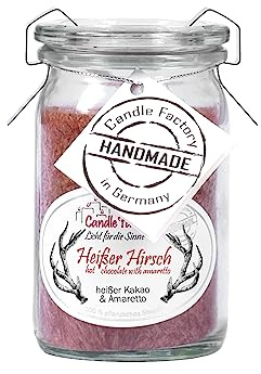 Candle Factory Baby Jumbo Duftkerze aus pflanzlichem Stearin im hitzebeständigen Glas der Marke Weck®, bis zu 24h Brennzeit, Duft: heißer Hirsch