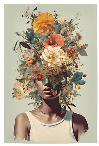 artboxONE Poster 60x40 cm Natur Frau Blumenkopf - Bild wandbild ago Art Print Blumen Frau gemälde blumenkopf