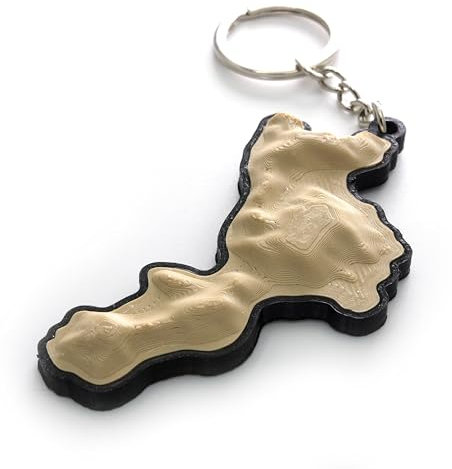 Generico Portachiavi topografico in 3d della Calabria (Marrone-Nero L)