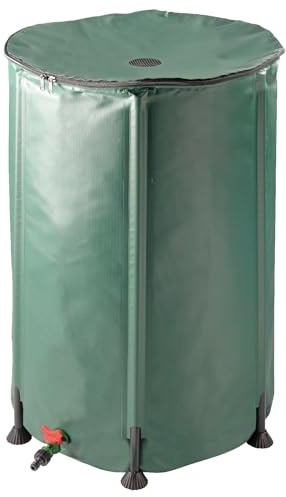 Valex Regentonne, 250 l, 92 x 60 cm, zusammenklappbar mit Wasserhahn und Schnellkupplung, Sicherheitsschloss