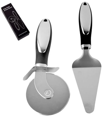 DKDDSSS Roulette à Pizza, Couteau à Pizza, Pelle à Fromage, Roulette Pizza, Coupe Pâte Pizza Cutter avec Poignée en Silicone, Lame en Acier Inoxydable