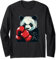 Cooler Panda liebt Boxen mit Handschuhen Langarmshirt