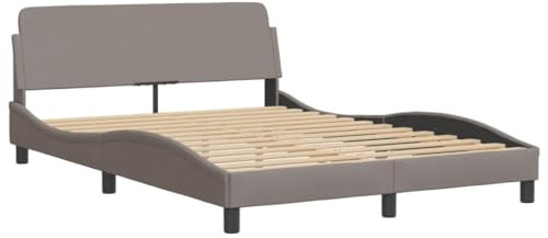 vidaXL Bettgestell Dover, Polsterbett Bett, Bettrahmen mit Lattenrost für Schlafzimmer, Schlafzimmerbett Doppelbett, Taupe 140x190cm Stoff