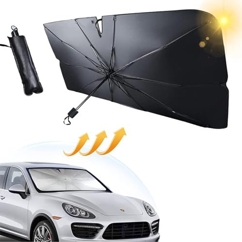 SLshiBo Sonnenschutz Auto Frontscheibe, Auto Frontscheibenabdeckung Innen, UV-Schutz & Hitzeblock, Tragbarer Faltbare Windschutzscheibe Sonnenschirm Regenschirm für Meisten A uto & SUV (140×79cm)