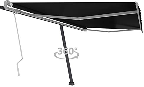 ShCuShan Tenda da Sole Manuale Autoportante 450x300 cm Antracite,Tenda da Sole per Esterno Avvolgibile,Tenda da Sole a Bracci Estensibili con Telaio in Alluminio, Tettuccio Resistente al Sole e Imperm