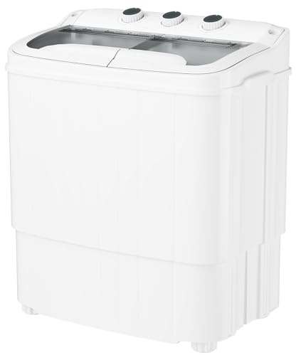 INTERGREAT - Portable Washing Machine with Longer Hose, Double Tub Washing Machine, Mini Compact Machine with Drain Pump, 16lbs Portable Washing Machine for Dorms, Apartments, Gray