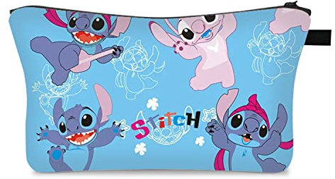 HOOKTA Stitch Trousse de Toilette Voyage Mignon Sacs Cosmétiques Pochette Porte-monnaie Fermeture éclair Trousse à crayons Étanche Gym Aéroport Organisateur Stockage, Danse, 21,5 x 13 cm/8,46 x 5,12
