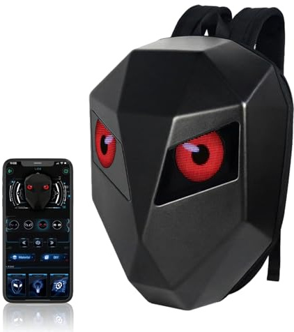 LED Backpack, 48x48 Programmable Screen Bluetooth Light Up Backpack with USB Powered Display for Motorcycle Travel