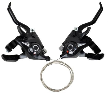Wscwl Vitesse pour Vélo, Manettes De Vitesse 3x7 / 3x8 Vitesses VTT Vélo Frein Shifter, Levier De Vitesse Gauche Droite avec Indicateur De Vitesse Et Câble De Frein pour Vélo De Montagne Et De Route