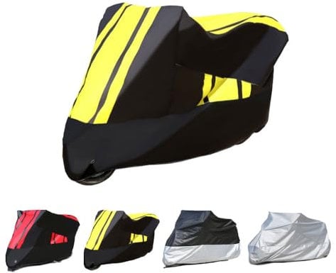 BPQYSBLD Motorradabdeckung für Trike Models Freewheeler/CVO Version/Tri Glide Ultra/Gold Wing Trike Wasserdicht Motorrad Abdeckplane Regen UV-Schutz Outdoor Zubehör,BlackYellow