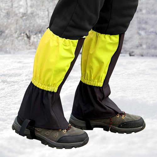 HENGBIRD Gamaschen Wandern Wasserdicht, Gamaschen Wasserdicht Gamaschen Wandern, Outdoor Gamaschen Herren Damen,Gamaschen Schneeschuhwandern, Gaiters zum Wandern//Klettern/Jagd und Skifahren (Gelb)