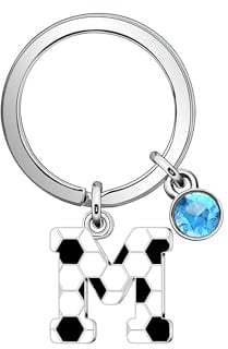 Casxyue Fußball Schlüsselanhänger mit Anfangsbuchstaben - Party Geschenke für Frauen, Mädchen, Mann, Jungen