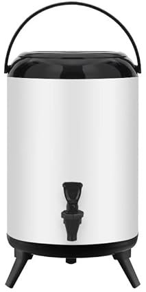 KWIBYBGS Dispensador de Bebidas Aislado Deo Inoxidable con Grifo,Botella Termo para Alimentos,Cubo Aislado/White/6L
