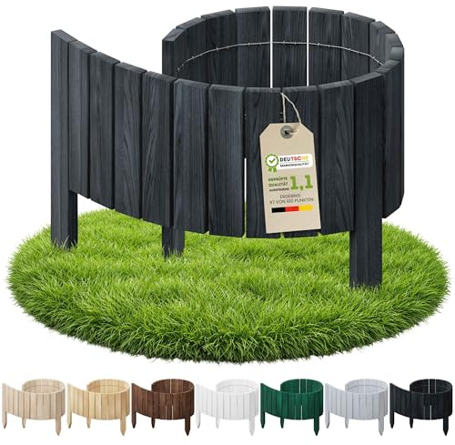 Floranica Beetumrandung Holz H 20 x L 100 cm Anthrazit gerade Oberkante | Geradliniger Rollborder aus Kiefernholz als Beeteinfassung für Beet und Weg, kunststofffrei, moderne Optik