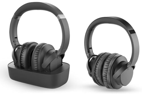 Avantree Ensemble & AS50Q - Wireless TV Headphones for Seniors with Clear Voice, Charging Dock, 35h Playtime, Comfortable Fit, Works with Optical, AUX & Bluetooth TVs