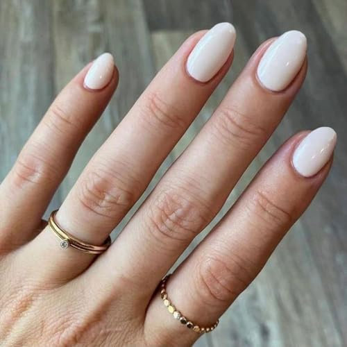 AstraGlam Press On Nails Faux ongles courts blancs à coller, style français, gel doux, facile à utiliser, pour toutes les occasions