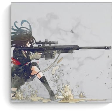 LUFPOTH Poster und Drucke auf Leinwand, Motiv: Scharfschützengewehr, Gewehr, Pistole, Scharfschütze, 70 x 70 cm, ungerahmter Stil