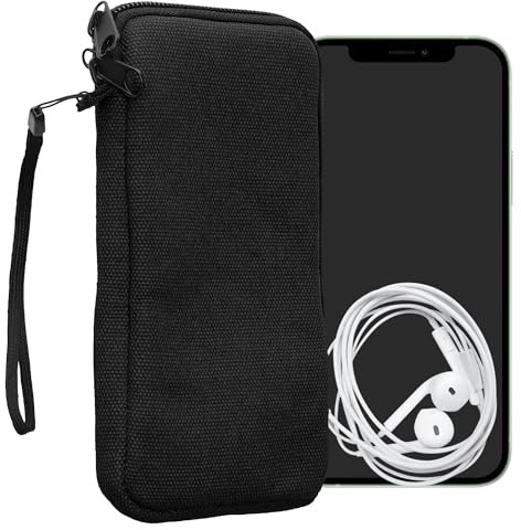 kwmobile Handy Tasche kompatibel mit Smartphones XL - 6,7/6,8 Hülle - Canvas Handyhülle mit Mikrofaser Inlay in Schwarz - Handytasche mit 17,2 x 8,4 cm Innenmaße